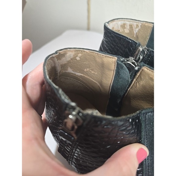 Paruolo Black Leather Pebbled Side Zip Block Heels Ankle Bootie Womans EU SZ 38 - Picture 5 of 8